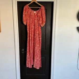 Natalie Martin Silk Vivi Dress Orange Floral in Size Large